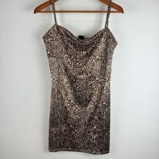 Urban Outfitters Brown and Cream Spaghetti Strap Swirl Abstract Mini Dress ~XL