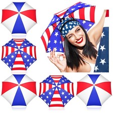 6 Pcs Patriotic Umbrella Hat 250th Anniversary Red White Blue Umbrella Cap 4t...