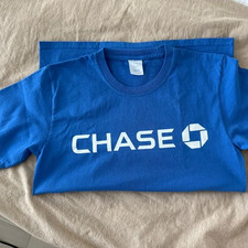 Unisex Chase Bank Blue Tee with White Logo Size S Pre-Loved!