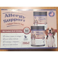 Allergy Support Collagen Chews for Dogs 400ct Chicken Flavor NEW