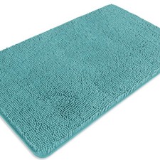 PureSwan Teal Chenille Bathroom Rug 26x44 - Absorbent Washable Non-Slip Bath Mat