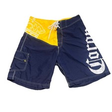 Corona Men's Board Shorts Swim Trunks Size 34. Blue/Yellow. No Liner. Tie/pocket