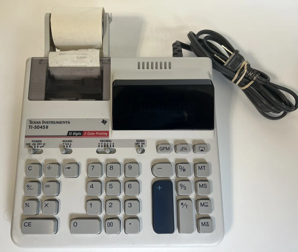 TEXAS INSTRUMENTS TI-5045 ELECTRONIC CALCULATOR 2 COLOR PRINTING 12 DIGITS GOOD - Image 2 of 4