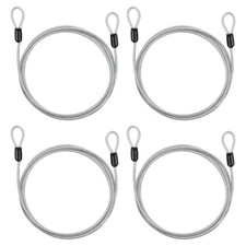 4pcs 1/8" Dia 5.9ft Security Cable Lock Vinyl Coated Steel with Loops Silver