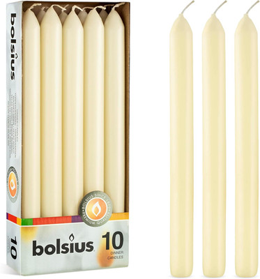 BOLSIUS Ivory Dinner Candles - 10 Pack Unscented 9 Inch Straight Taper Candle Se