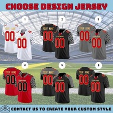 Custom Printed Football Jersey, Personalized Team Name Number Heritage Stripe