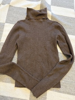 Pull&Bear Womens Jumper S Fine Knit Brown Roll Neck Long Sleeve Plain