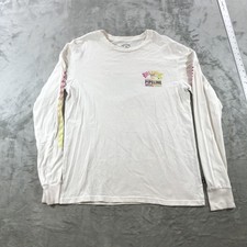 Billabong Shirt Mens Small White Pro Pipeline Graphic Long Sleeve Surf Tee