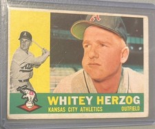 1960 Topps - Whitey Herzog #92 Kansas City Athletics HOF MANAGER VG Lower Grade