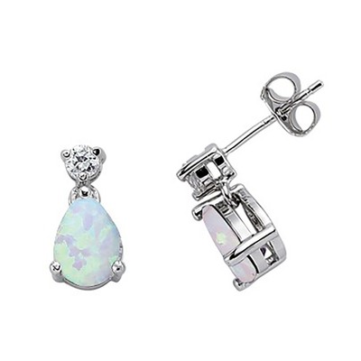 Silver Jewelco London Pear Opal CZ Tears of Joy Toi et Moi Drop Earrings