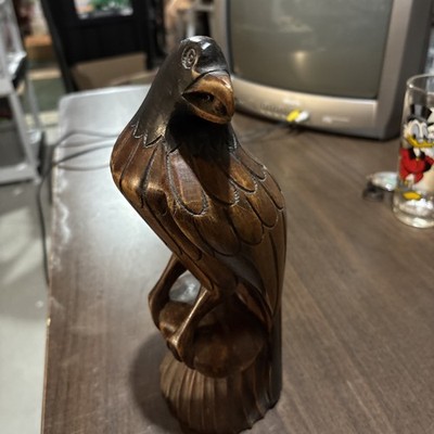 Vintage Hand Carved Wooden Falcon 10 1/2  Tall Statue Maltese Falcon