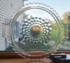 "Jeannette" Clear Depression Glass, Cubist Diamond Pattern Glass Plate/Handled