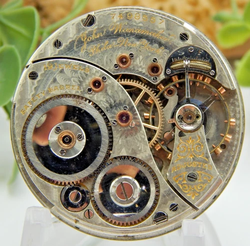 Antique Pocket watch movement Elgin 19 jewel grade 193 John Wanamaker 12S