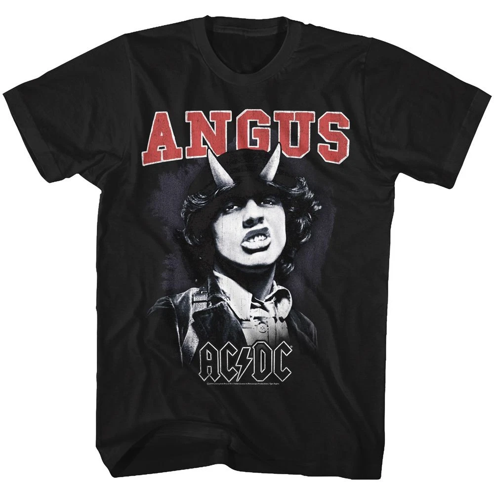 AC/DC Angus Young Horns Black Rock and Roll Music Band T-Shirt