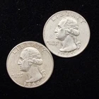 90% Silver - $0.50 FV - 2 Coins -  1964 Washington Quarter  - 15-26