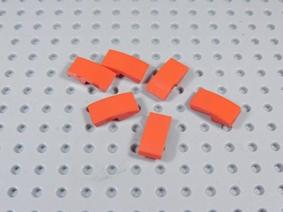 LEGO Lot of 6 Red 2x1 Curved Slopes No Stud AD
