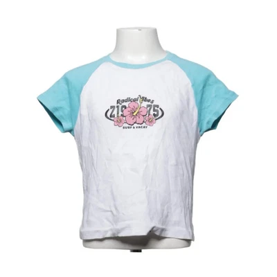 Zara, t-shirt, taille : 156, blanc/bleu, coton/élasthanne, imprimé, fille #bg7 - Photo 1/4