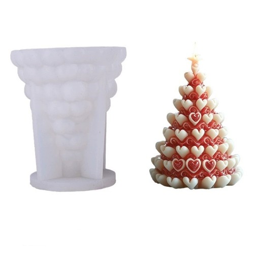 3D Heart Christmas Tree Candle Mold Silicone Mold Epoxy Resin Mould Decoration - Picture 7 of 13