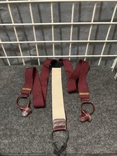 Torino Suspenders Textured Maroon Ribbon With Leather Tabs