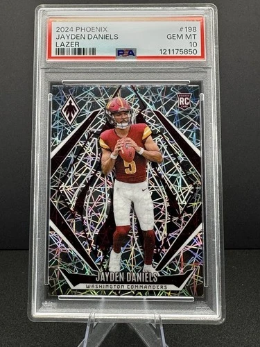 2024 PANINI PHOENIX LAZER #198 JAYDEN DANIELS ROOKIE RC PSA 10