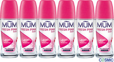6 X Mum Roll On Fresh Pink Rose Anti Perspirant Deodorant 50ml