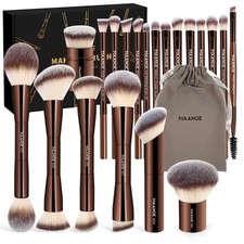 MAANGE 20 PCS Foundation Makeup Brush Set, Full 20 Pcs - Coffee