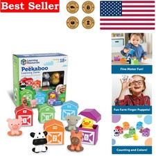 Peekaboo Learning Farm - 10-Piece Educational Toy with Animal Finger Puppets
