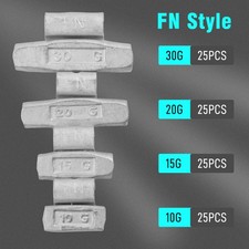 100 Pcs ASSORTMENT CLIP-ON WHEEL WEIGHT BALANCE FN STYLE 10G, 15G, 20G, 30G