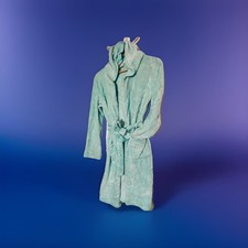 Cat  Jack Hooded w/Horns  Ears Soft Bathrobe XL 14-16 Sea-foam Green W/Stars   