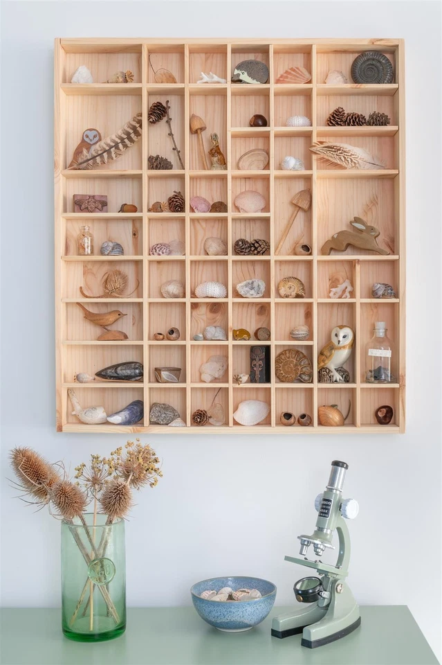 Large Wooden Multicompartment Wall Display Storage Trinket Shelf Paintable Wood - Image 2 of 4