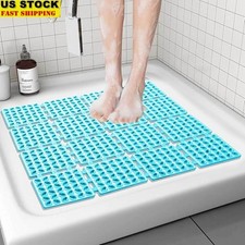 Anti-Slip Shower Mat Square Non Slip Bath Mat Drainage Suction Cups TPE Material