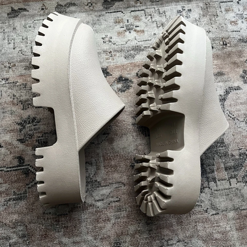 Zuecos gruesos Jeffrey Campbell Bae plataforma mulas beige deslizable Y2K para mujer talla 10” Foto 3 de 4