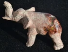 MEXICAN NATURAL MATRIX MULTI-COLOR FIRE OPAL ELEPHANT STONE CARVED DECO FIGURINE