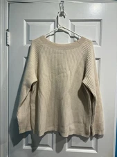 Theory cashmere wool ribbed sweater M ivory 