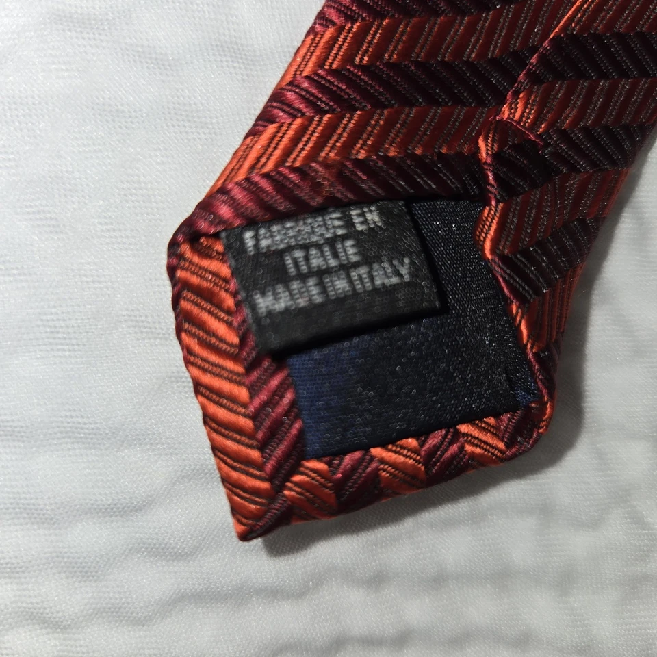 Corbata Ermenegildo Zegna Rayas Rojas 100% Tejida Seda Hecha en Italia Clásica  Foto 4 de 4