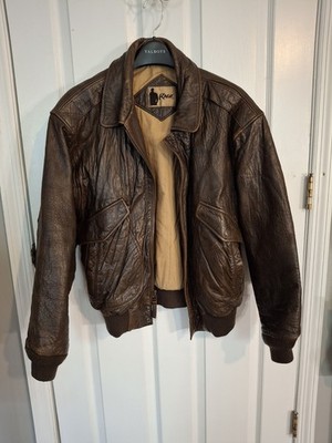 Vintage Rage Mens Distressed Brown Leather Bomber Jacket Size M | eBay