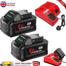 2Pcs 8AH 18v Battery and Charger For Milwaukee for M18 Extended Capacity