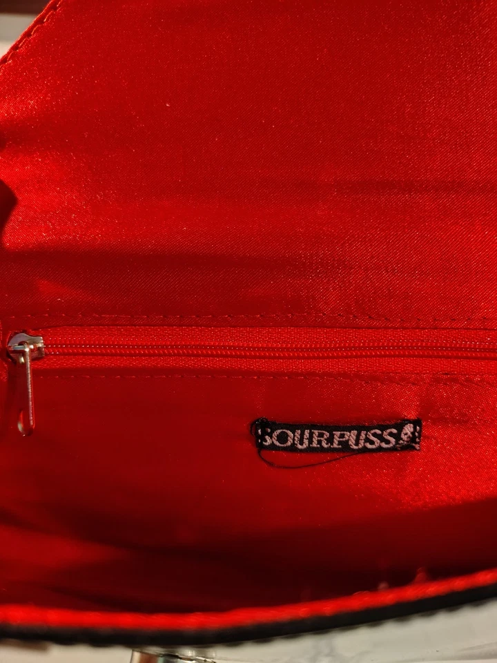 Sourpuss Spider Web Black Red Patent Vinyl Clutch Purse Gothic Halloween - Image 3 of 4