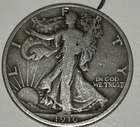 1916 Fine Scare First Year Walking Liberty Silver Half Semi-Key Very Sm Rim Ding