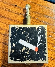 Vintage Antique Mini Portable Pocket Purse Travel Cigarette Ashtray Brass Patina