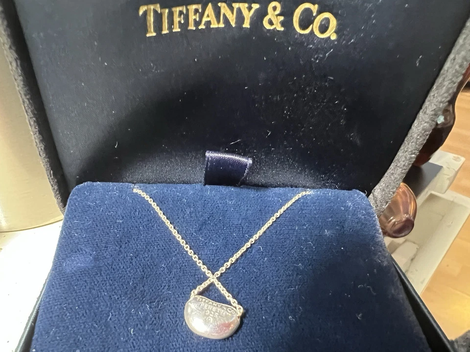 "Collar de frijoles de plata esterlina Tiffany & Co. Elsa Peretti - colgante de 1"" listo para regalo" Foto 4 de 4