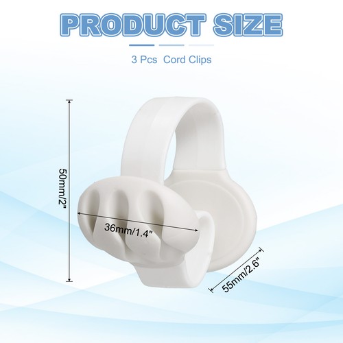 Cable Clips, 3 Pcs Desk Cord Organizer Wire Holders, White - Photo 2/6
