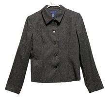 Ann Taylor Jacket Blazer Womens 2 Gray Wool Blend Speckled Button Up