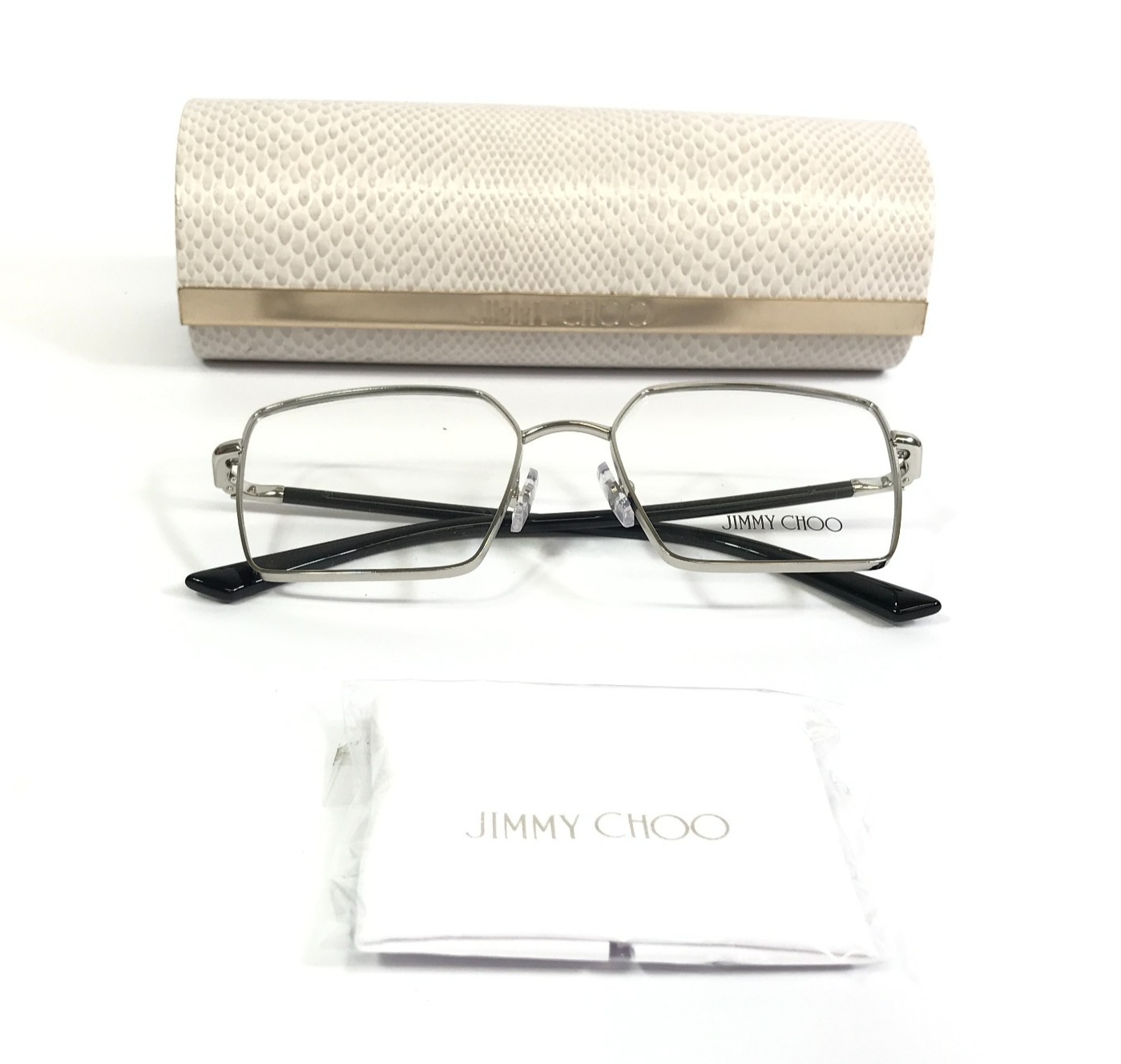 Jimmy Choo Eyeglasses Frames JC2022 3002 Black Silver Square Full Rim 53-17-140