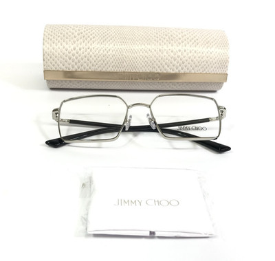 Jimmy Choo Eyeglasses Frames JC2022 3002 Black Silver Square Full Rim 53-17-140