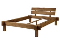 Balkenbett Wildeiche Robust 140X200 Echtholz NatüRliche Risse Balken Optik