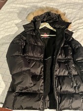 Zavetti Canada Doudoune femme noire mi-longue capuche fausse fourrure M