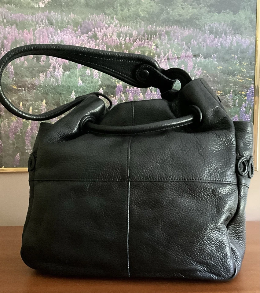 Brighton Lockheart Rosaria Woven Lambskin Black Leather Shoulder Bag EUC - Image 4 of 4