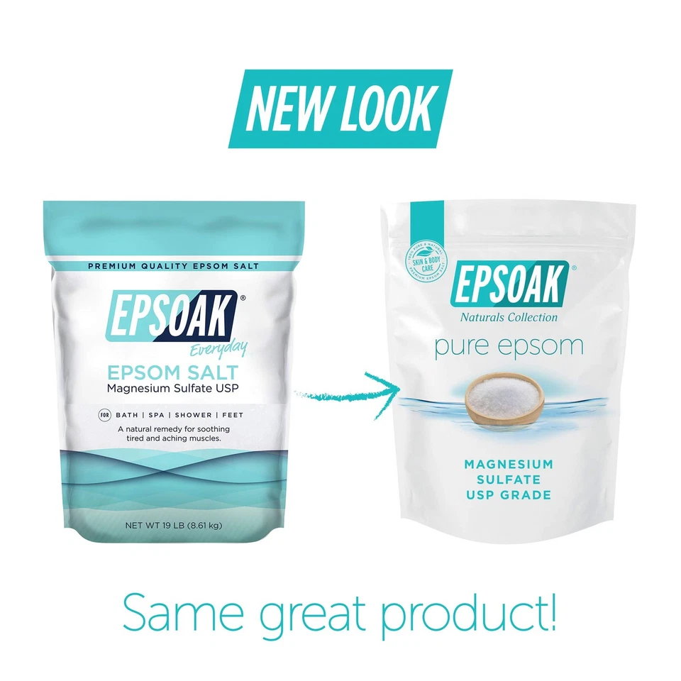Sal de Epsom 19 lb. Sulfato de magnesio USP, bolsas a granel resellables de sal de Epsom sin circular... Foto 2 de 4
