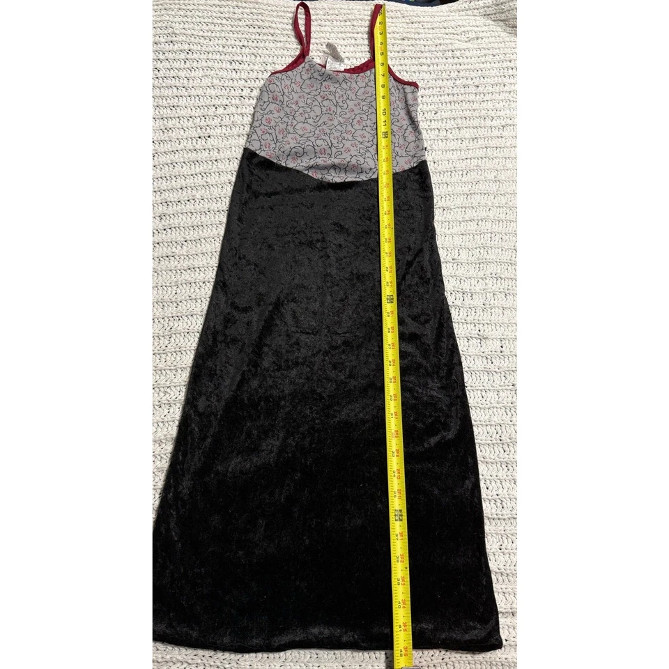 Vestido De Colección Rubíes Y2K Niñas Mediano Correa de Espagueti Maxi Negro Rojo Brillo Floral Foto 3 de 4